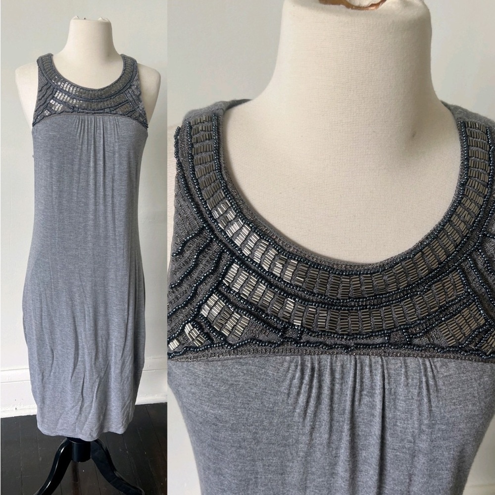 Mossimo Gray Beaded Midi Dress
